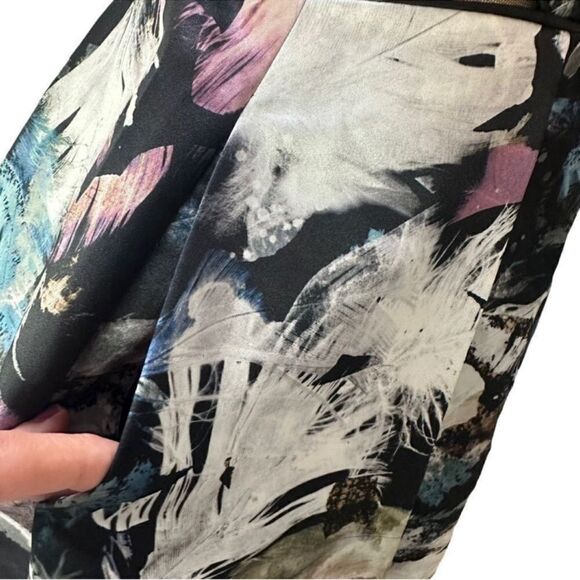 Nah Khanh abstract floral print mesh back fit flare Dress w pockets EUC sz 4 - Picture 6 of 12